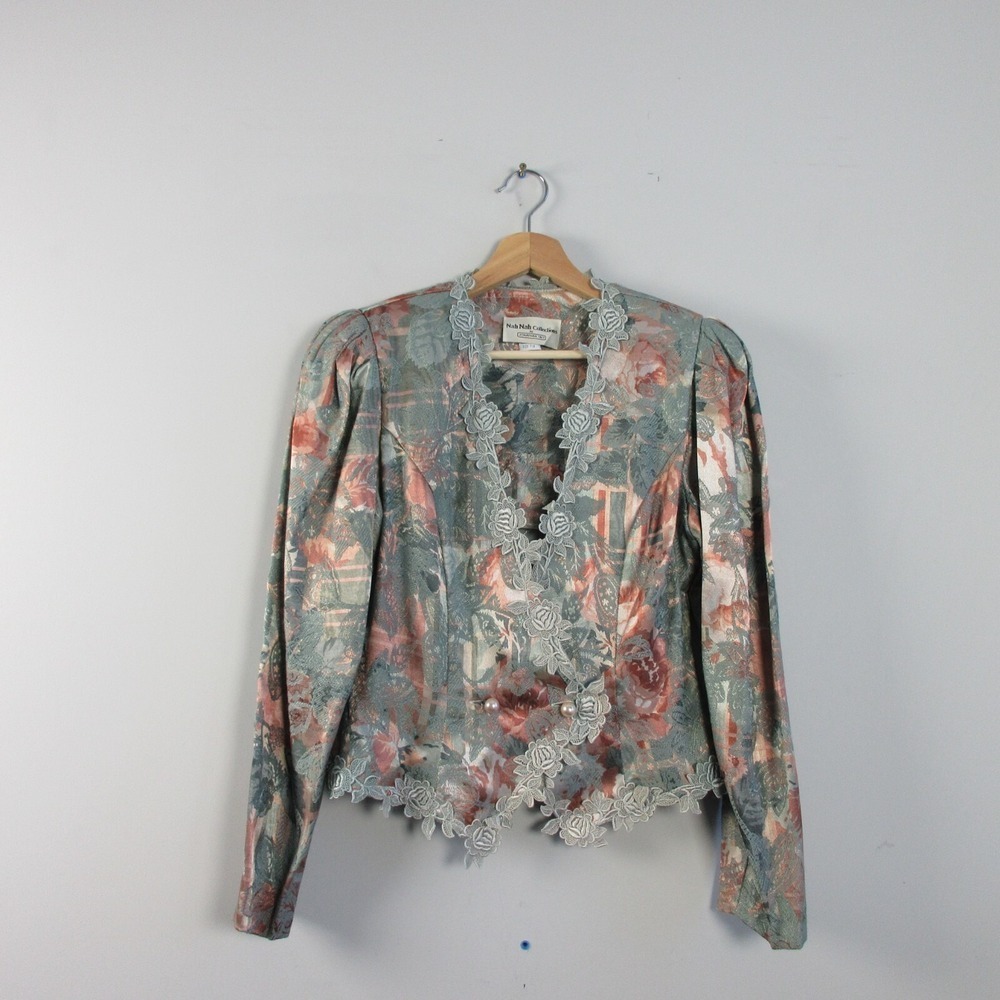Nah Nah Collection Jonathan Tait Floral Blouse 7 8 Pearl Vtg Cottagecore 358